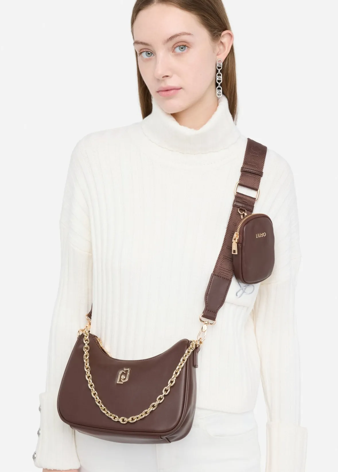 Borsa hobo piccola con catena
