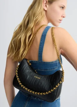 Borsa hobo piccola con logo