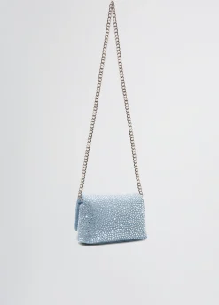 Borsa LaPuffy mini in denim con strass