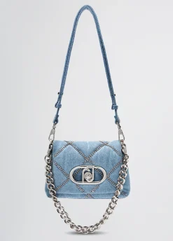 Borsa LaPuffy piccola in denim con catene
