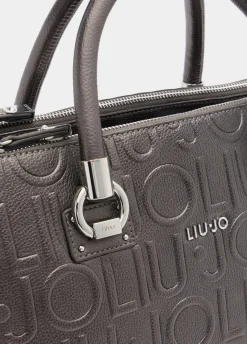 Borsa satchel media con logo