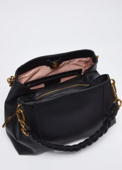 Borsa satchel media con logo