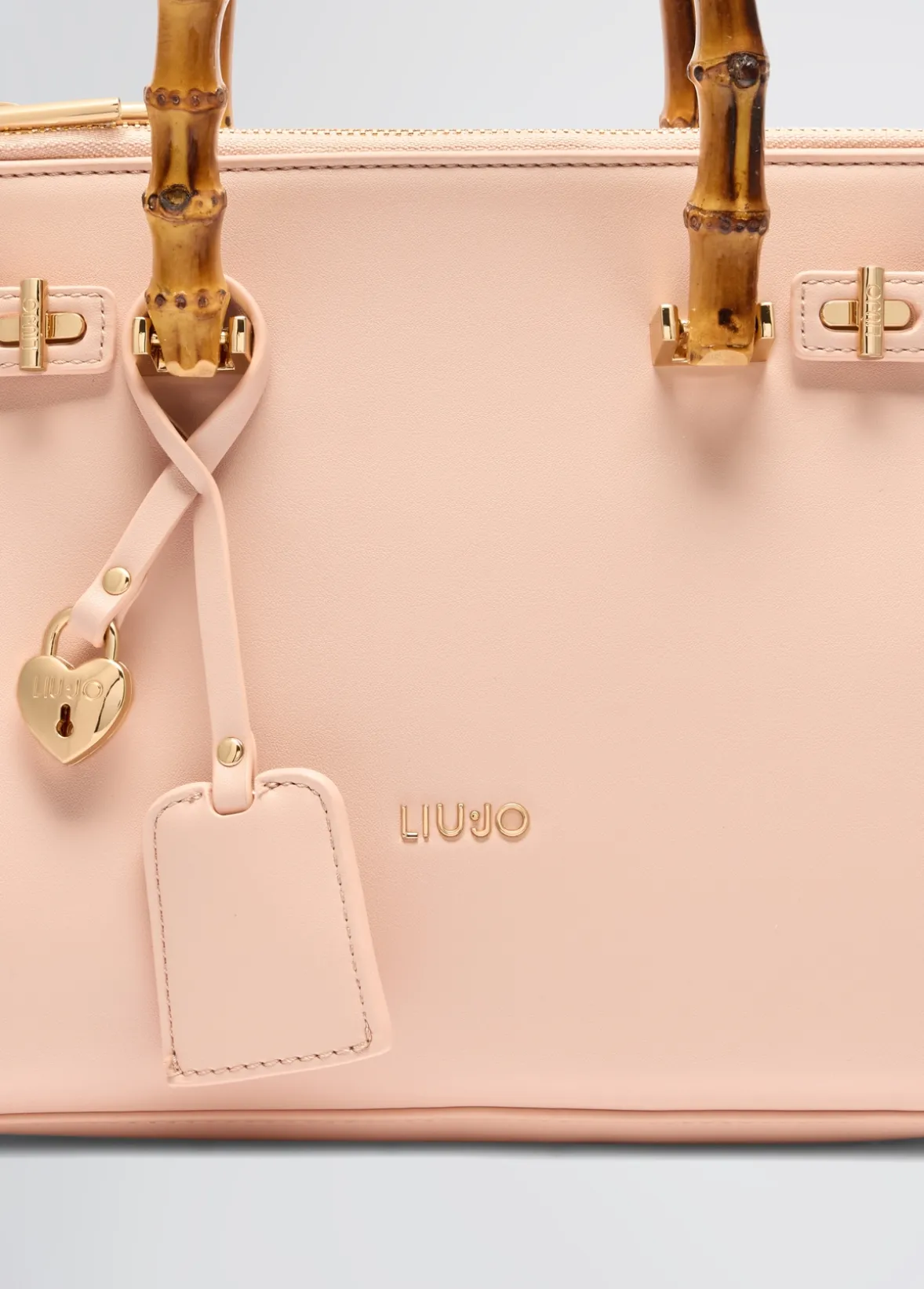 Borsa satchel media con manici effetto bamboo
