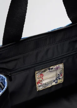 Borsa tote grande in denim stampato