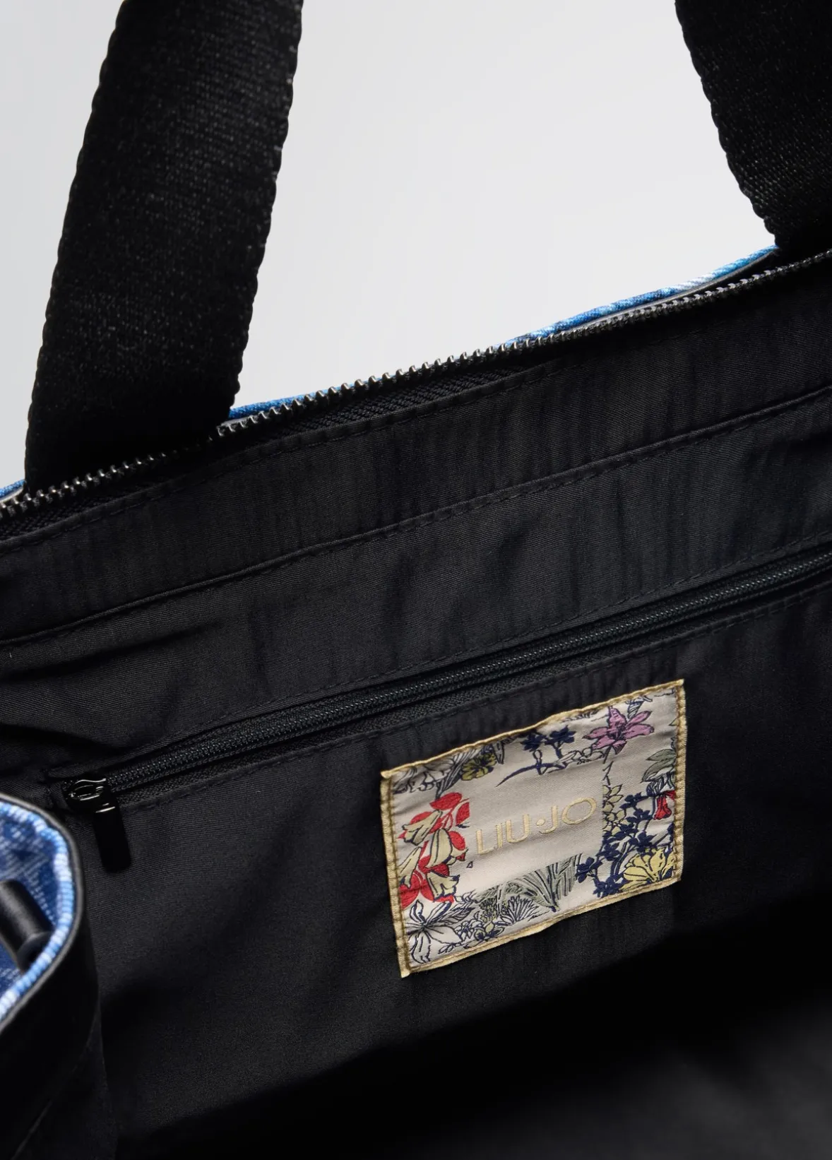Borsa tote grande in denim stampato
