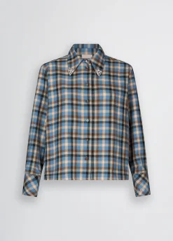 Camicia a quadri con ricami gioiello