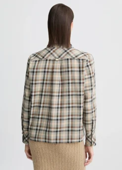 Camicia a quadri con ricami gioiello