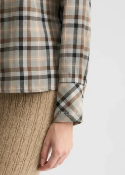 Camicia a quadri con ricami gioiello