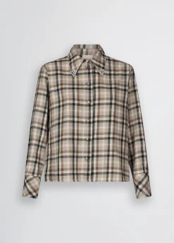 Camicia a quadri con ricami gioiello