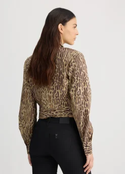 Camicia animalier con ricami gioiello