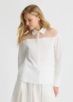 Camicia con inserti in organza