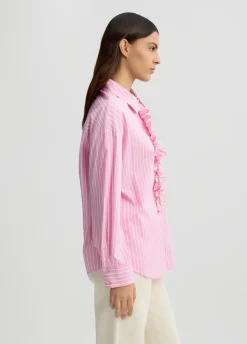 Camicia con rouches a righe