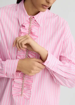 Camicia con rouches a righe
