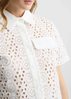 Camicia cropped in sangallo