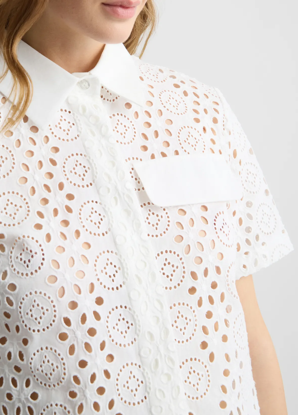 Camicia cropped in sangallo
