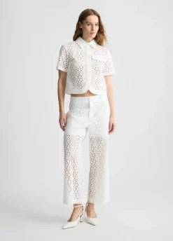 Camicia cropped in sangallo