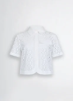 Camicia cropped in sangallo