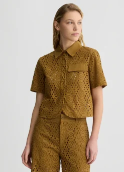 Camicia cropped in sangallo