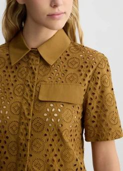 Camicia cropped in sangallo