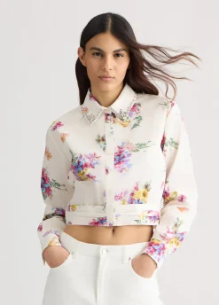 Camicia floreale con ricami gioiello