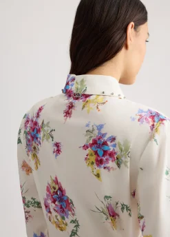 Camicia floreale con ricami gioiello
