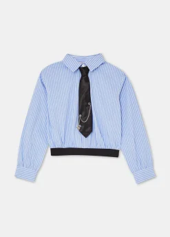 Camicia in cotone a righe con cravatta
