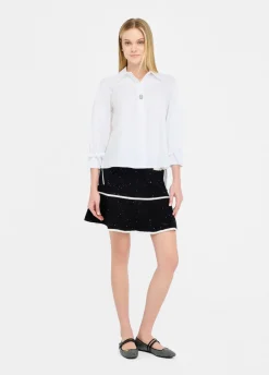 Camicia in cotone con laccetti