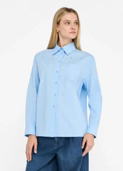 Camicia in cotone con strass