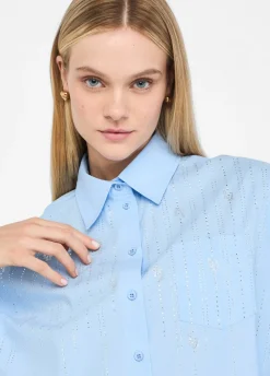 Camicia in cotone con strass