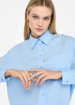 Camicia in cotone con strass
