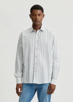 Camicia in cotone e lino a righe
