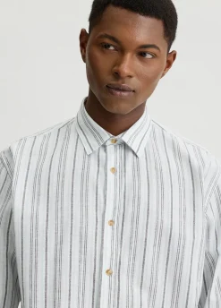 Camicia in cotone e lino a righe