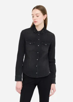 Camicia in denim con strass