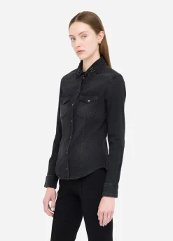 Camicia in denim con strass