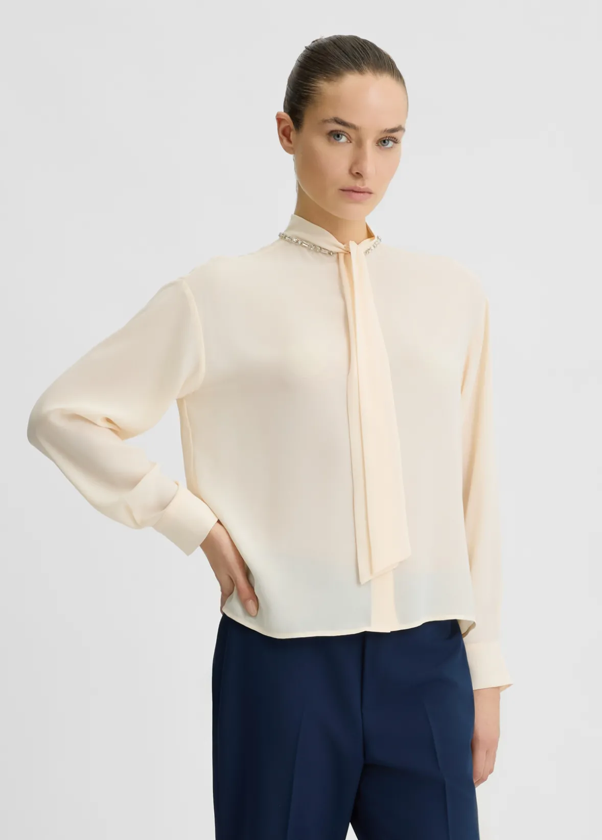 Camicia in georgette con strass