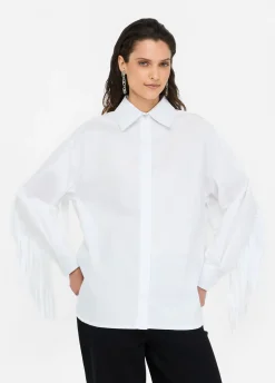 Camicia in popeline con frange