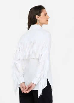 Camicia in popeline con frange