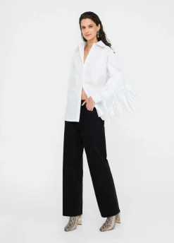 Camicia in popeline con frange