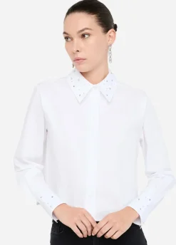 Camicia in popeline con strass