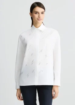 Camicia in popeline con strass