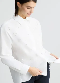 Camicia in popeline con strass