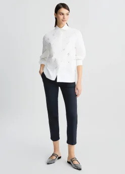 Camicia in popeline con strass