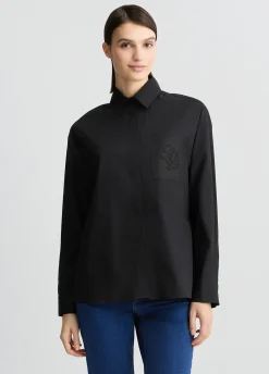 Camicia in popeline con strass