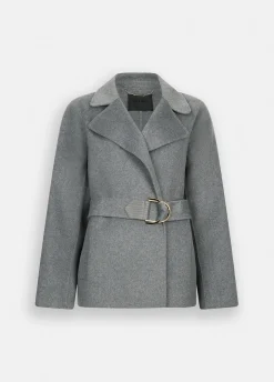 Cappotto in lana con cintura