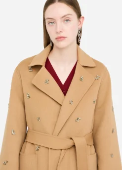 Cappotto in lana con ricami gioiello