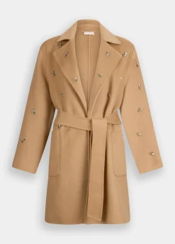 Cappotto in lana con ricami gioiello