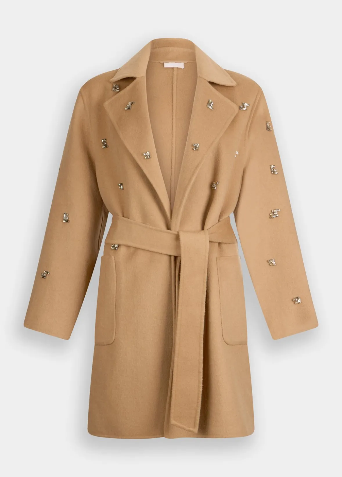 Cappotto in lana con ricami gioiello