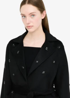 Cappotto in lana con ricami gioiello