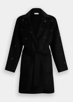 Cappotto in lana con ricami gioiello