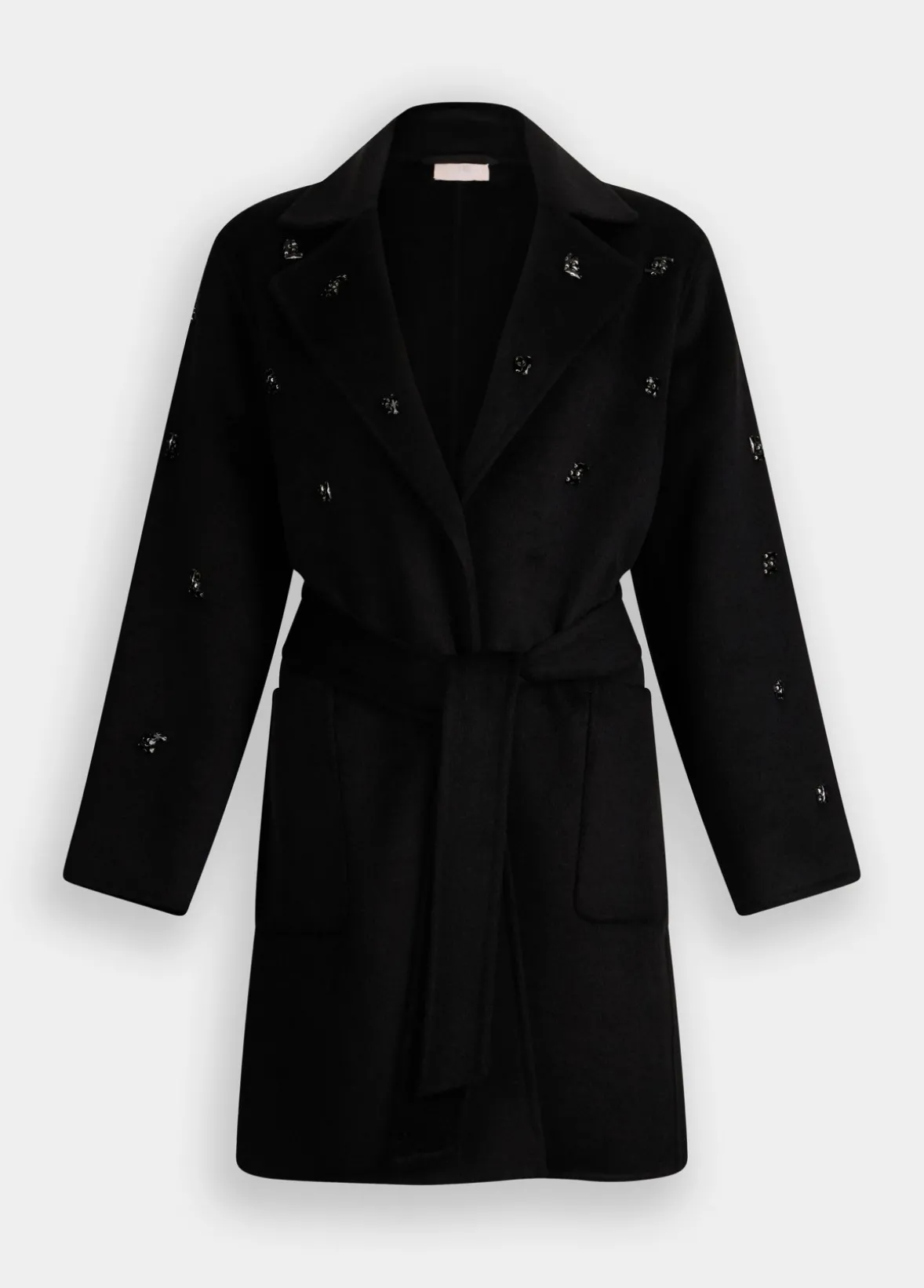 Cappotto in lana con ricami gioiello